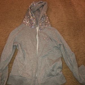 pink glittery zip up hoodie
